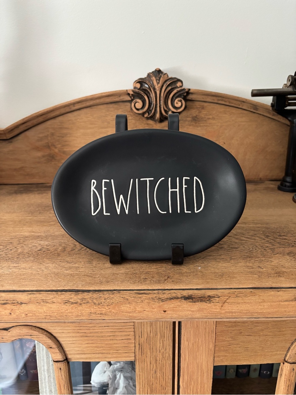 Rae Dunn Black 'Bewitched' Ceramic Serving Plate